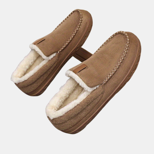Warm Slippers for Men with Sheep Wool Lining and Non-Slip Sole