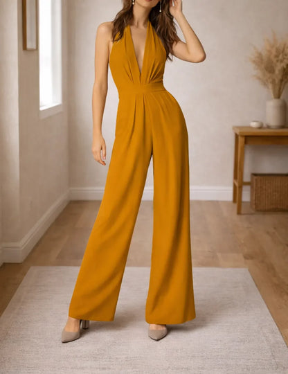 Halter Neck Jumpsuit with Wide Legs
