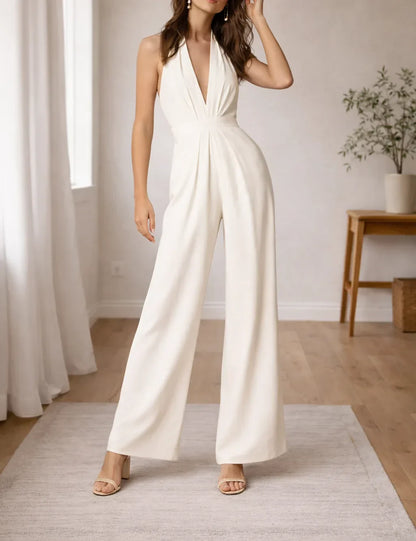 Halter Neck Jumpsuit with Wide Legs