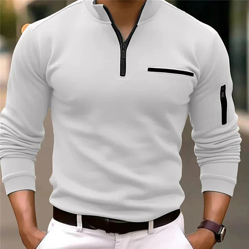 Jande - Men's Spring Zip-Up Sweater with Chest Pocket