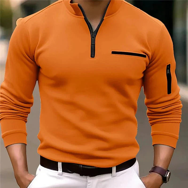 Jande - Men's Spring Zip-Up Sweater with Chest Pocket