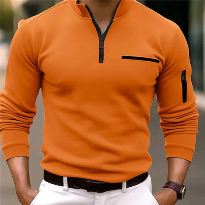 Jande - Men's Spring Zip-Up Sweater with Chest Pocket