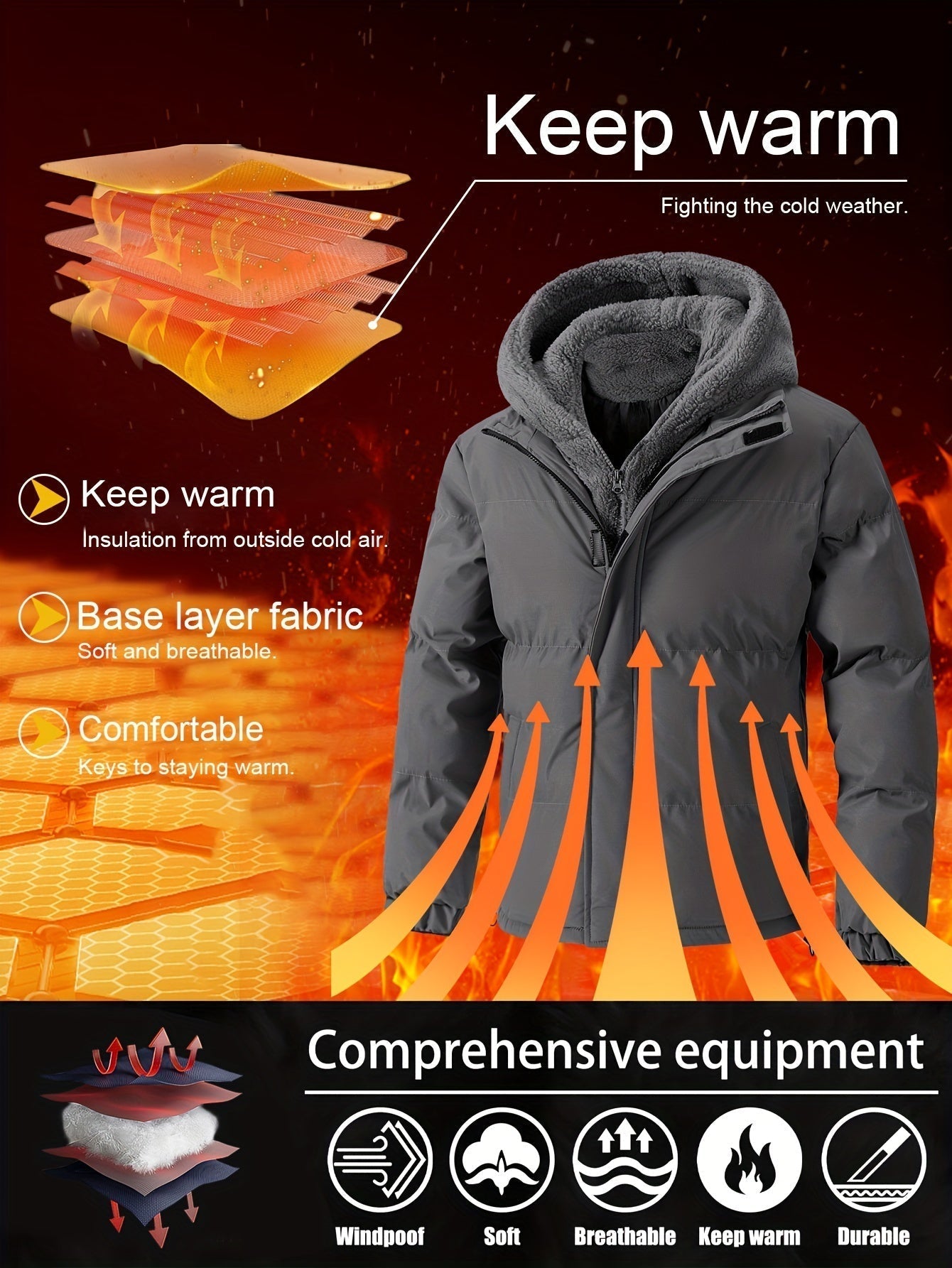 Tim | Veste polaire matelassée pour homme avec capuche et poches
