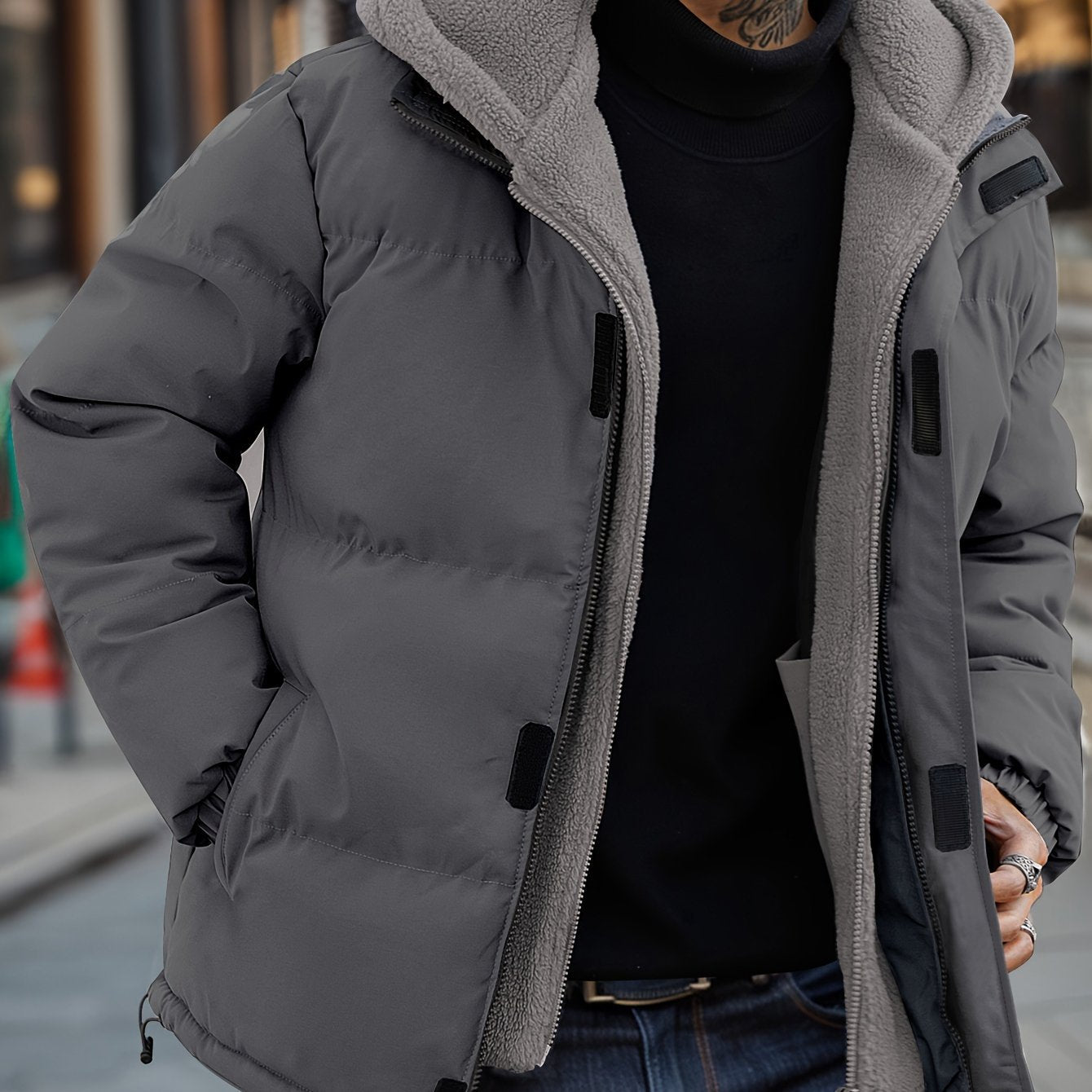 Tim | Veste polaire matelassée pour homme avec capuche et poches