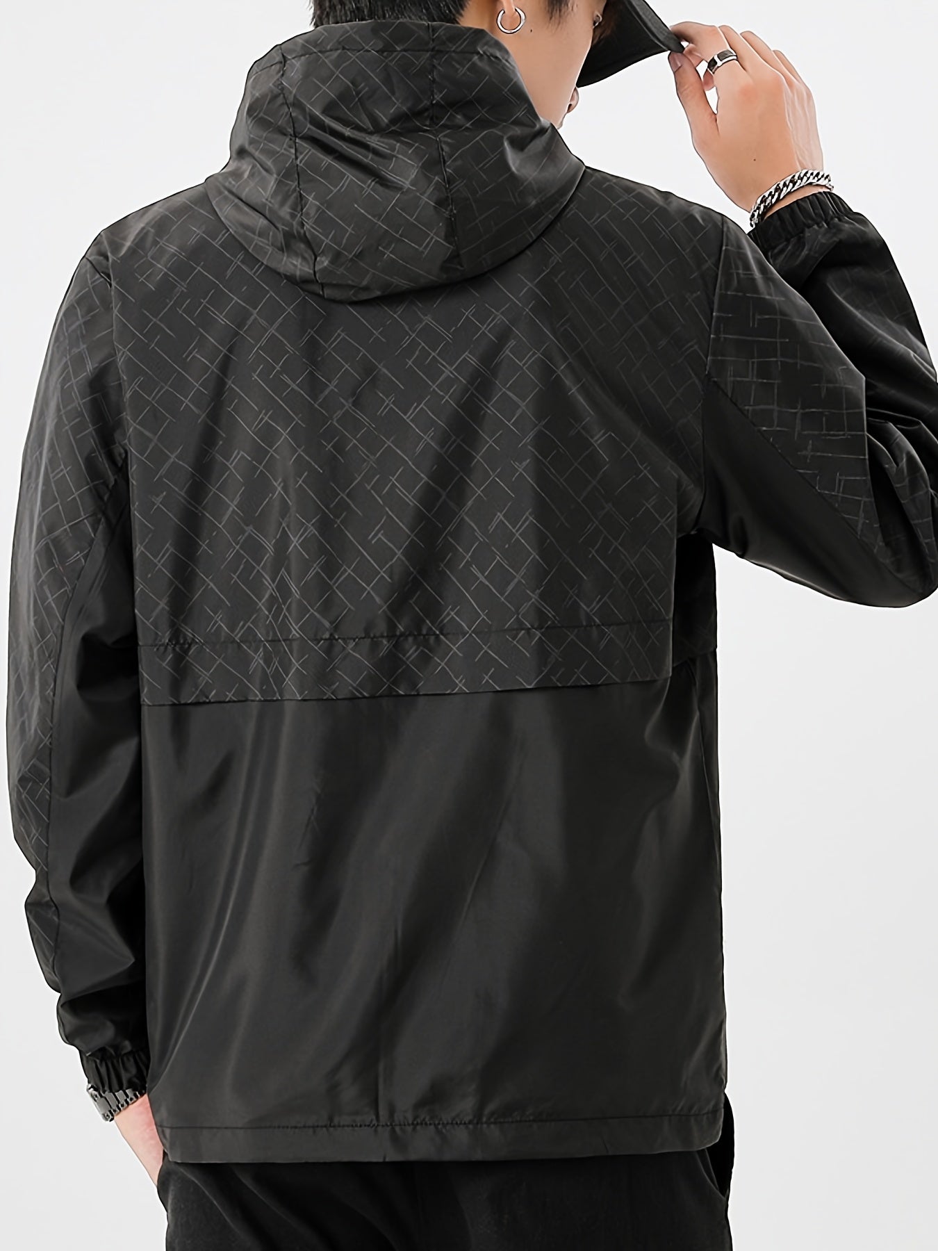 Tim | Coupe-vent léger pour homme avec motif à carreaux et capuche