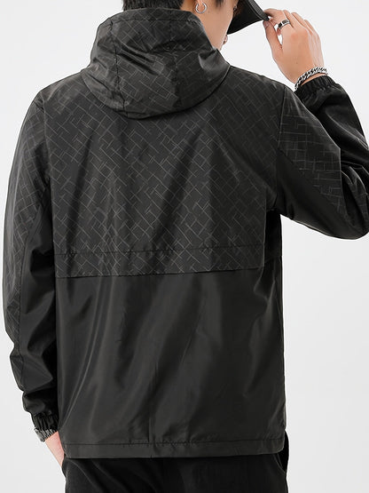 Tim | Coupe-vent léger pour homme avec motif à carreaux et capuche