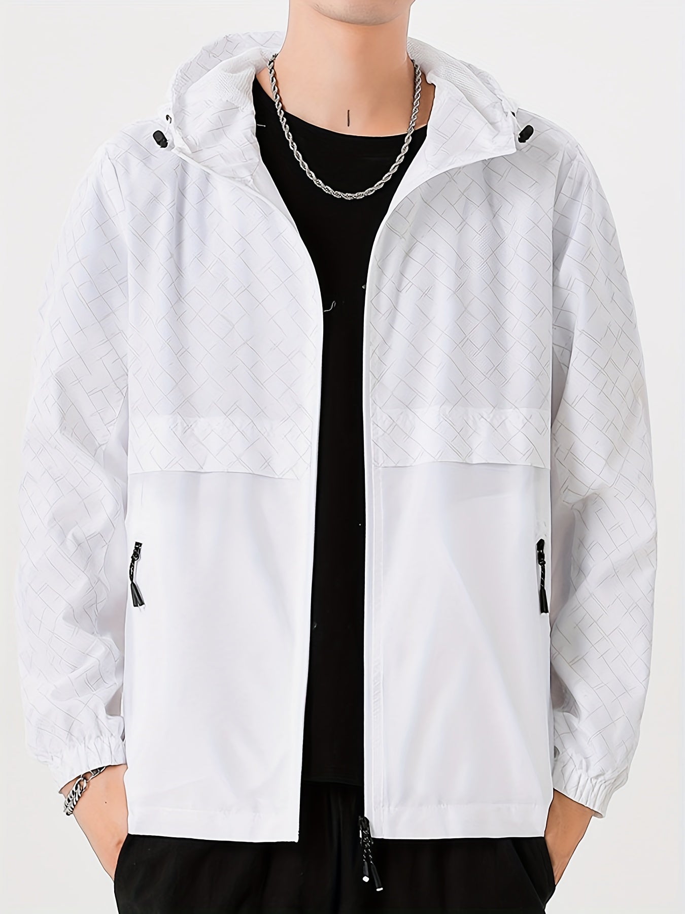 Tim | Coupe-vent léger pour homme avec motif à carreaux et capuche