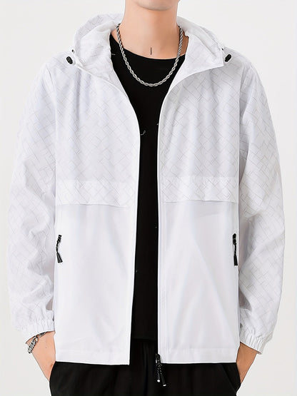 Tim | Coupe-vent léger pour homme avec motif à carreaux et capuche