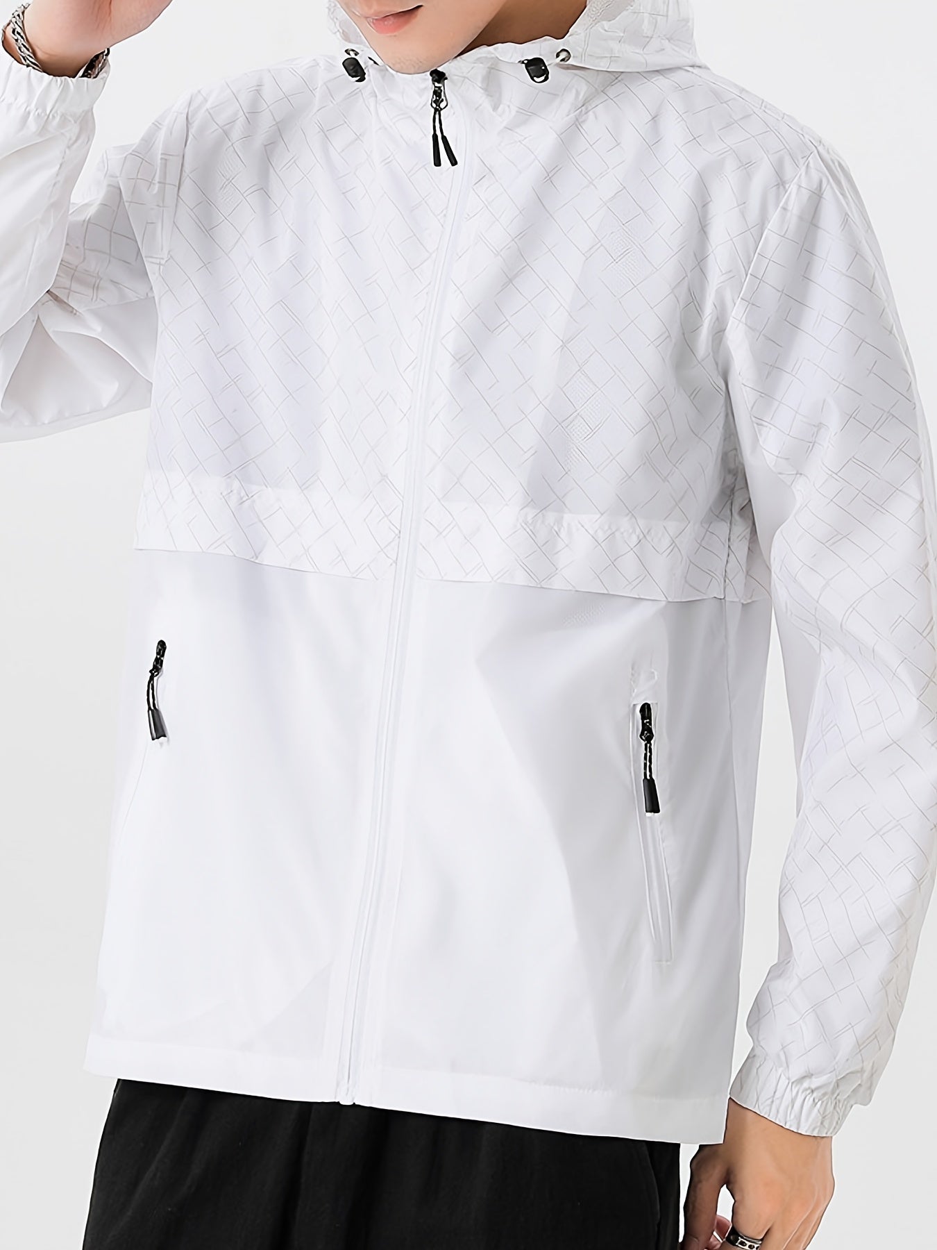 Tim | Coupe-vent léger pour homme avec motif à carreaux et capuche