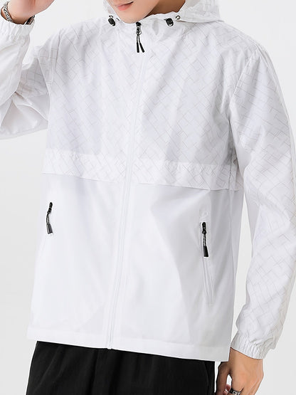 Tim | Coupe-vent léger pour homme avec motif à carreaux et capuche