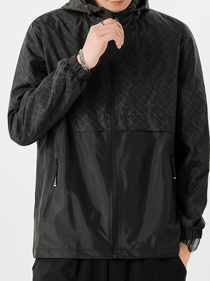 Tim | Coupe-vent léger pour homme avec motif à carreaux et capuche