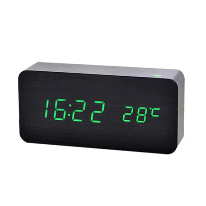 TimberTime - Reloj LED de madera natural - Diseño único - Función de alarma digital