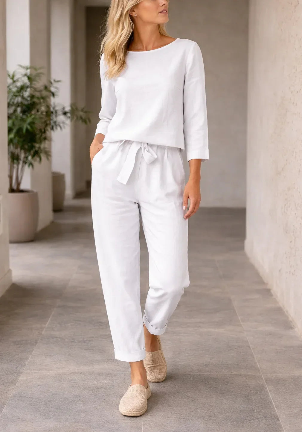 Lightweight Two-Piece Ladies Set with Belt
