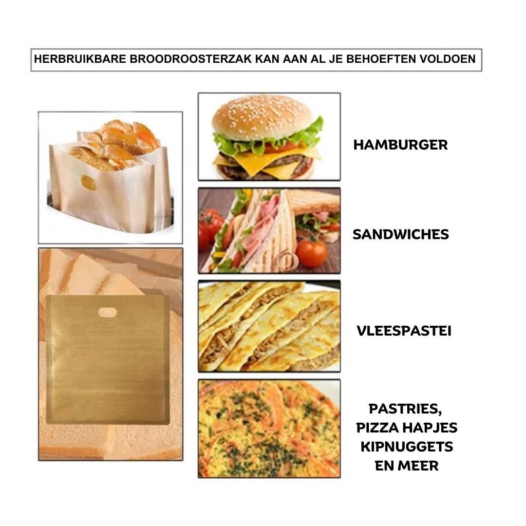 Broodroosterzakjes | Antiaanbaklaag + herbruikbaar