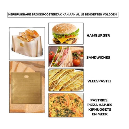 Broodroosterzakjes | Antiaanbaklaag + herbruikbaar