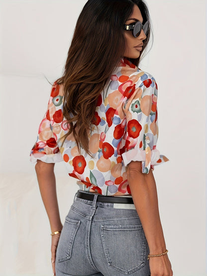 Ladies' Blouse with Print and Long Sleeves