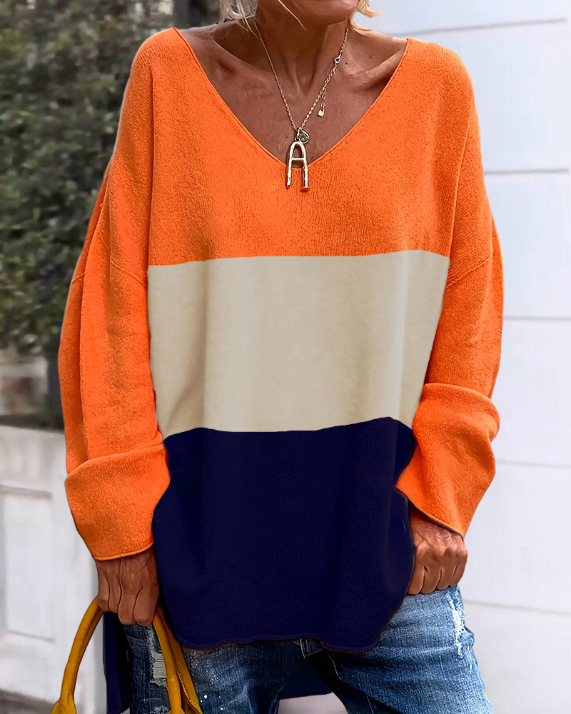 Haut avec blocs de couleur et manches longues