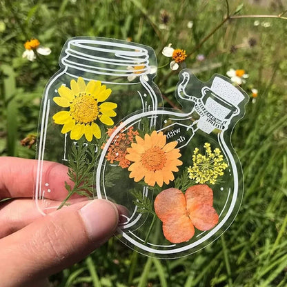 🌸Transparent bookmarks with dried flowers (with free ribbon)🦋