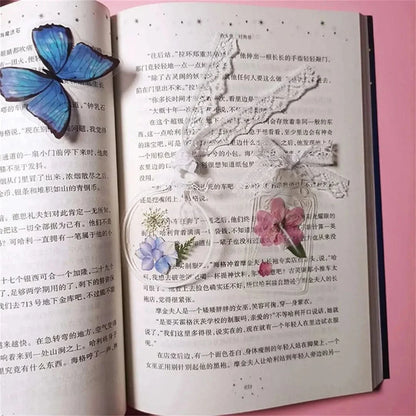 🌸Transparent bookmarks with dried flowers (with free ribbon)🦋
