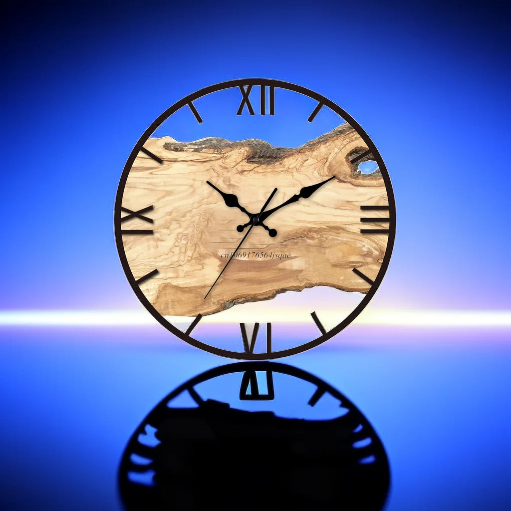 Transparent Wall Clock - Wooden Design - Stylish and Functional
