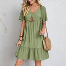 Slimming Retro V-Neck Dress with Tummy Control