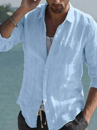 Linen Men's Shirt with Spread Collar – Jam