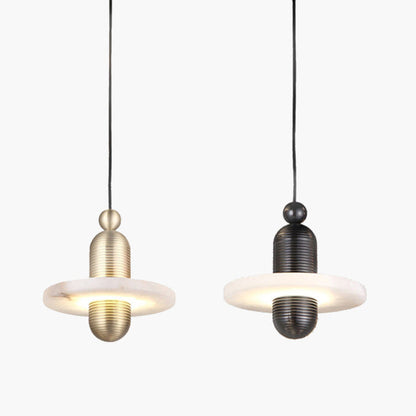Modern LED Pendant Light in Iron and Alabaster
