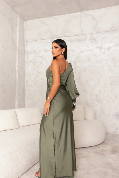 Ladies' Elegant Gala Maxi Dress with One Shoulder and Split