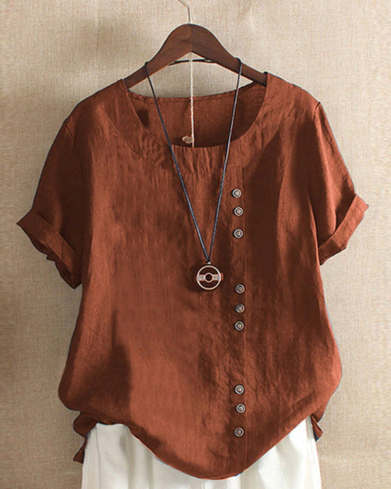 Vera | T-shirt uni à col rond et manches courtes