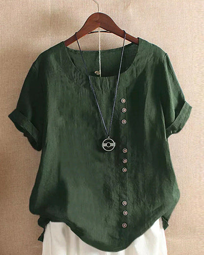 Vera | T-shirt uni à col rond et manches courtes