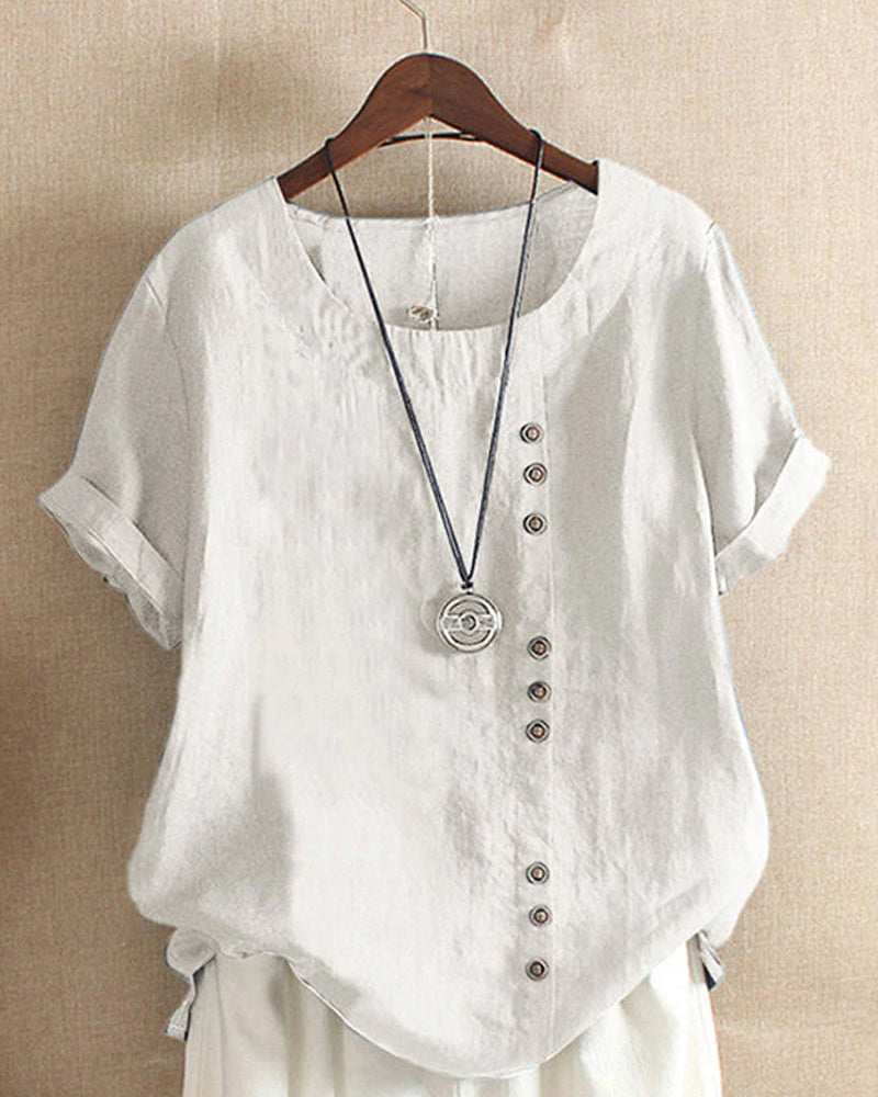 Vera | T-shirt uni à col rond et manches courtes