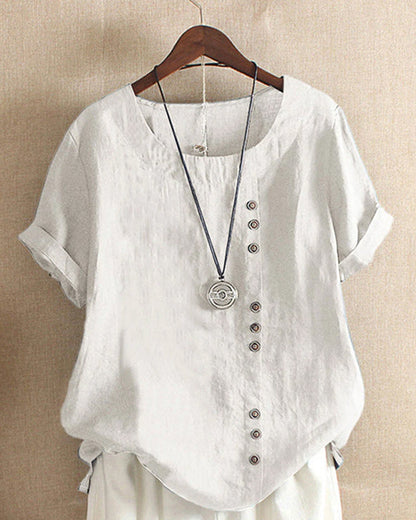 Vera | T-shirt uni à col rond et manches courtes