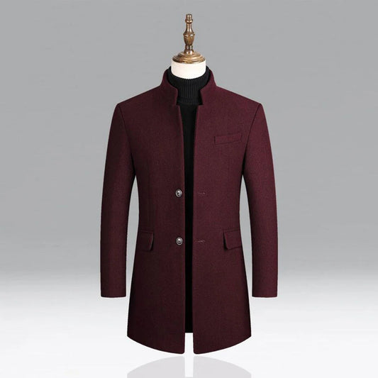 Elegante abrigo clásico de lana para hombre, capa formal atemporal