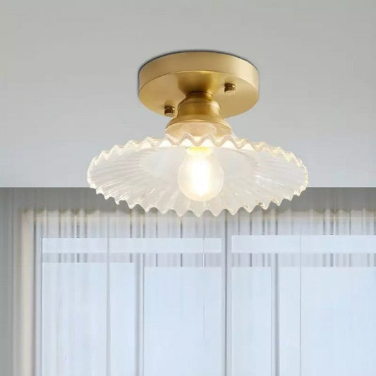 Vintage Ceiling Lamp with Ribbed Glass