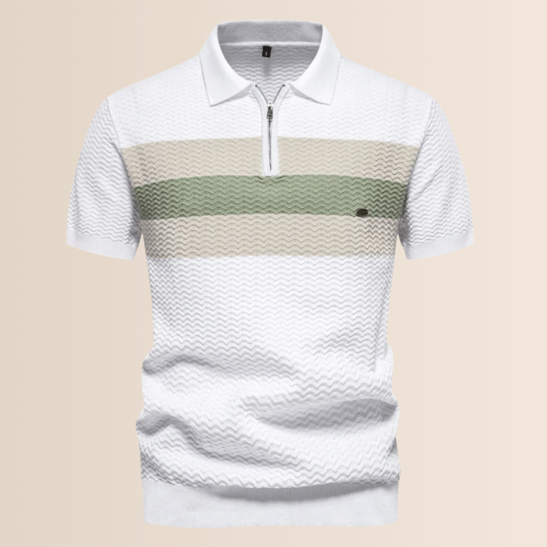 Men's Polo Shirt with Striped Knit