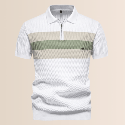 Men's Polo Shirt with Striped Knit
