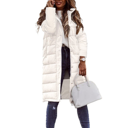 Women's Warm Padded Long Puffer Jacket with Hood
