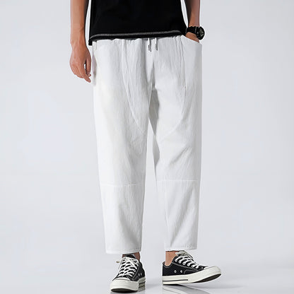 Pantalon court pour homme en coton et lin – Respirant, confortable et décontracté