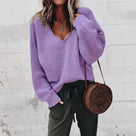 Oversized Women's Jumper with Deep V-Neck