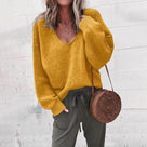 Oversized Women's Jumper with Deep V-Neck