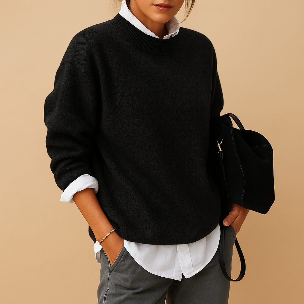 Ladies' Jumper with Fine Knit Structure and Timeless Elegant Fit