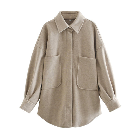 Elodie – Übergroße Übergangsjacke mit großen Taschen für Damen