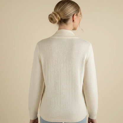 Ladies' Cozy Knitted Cardigan with Stand-Up Collar and Pockets