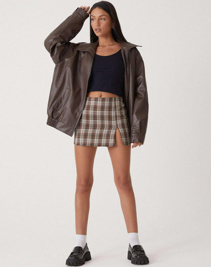 Oversized Leather Jacket for Women with Zip