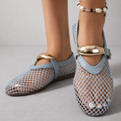 Ladies' Summer Mesh Ballerinas with Strap and Round Toe