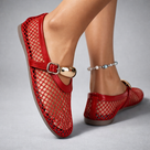 Ladies' Summer Mesh Ballerinas with Strap and Round Toe