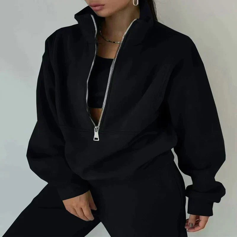 RelaxFit Women's Tracksuit with Half Zip – Comfortable and Trendy