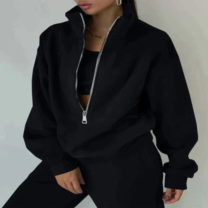 RelaxFit Women's Tracksuit with Half Zip – Comfortable and Trendy
