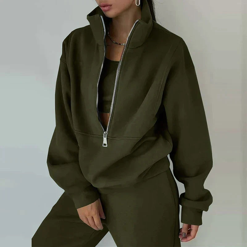 RelaxFit Women's Tracksuit with Half Zip – Comfortable and Trendy