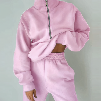 RelaxFit Women's Tracksuit with Half Zip – Comfortable and Trendy